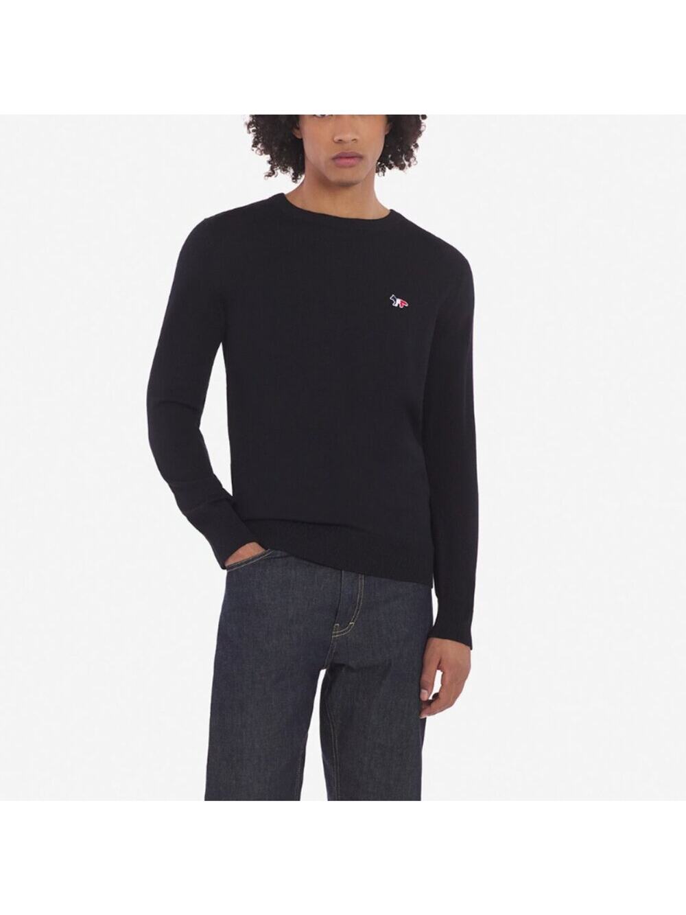 Maison Kitsune Tricolor Fox Patch Classic R-Neck Jumper